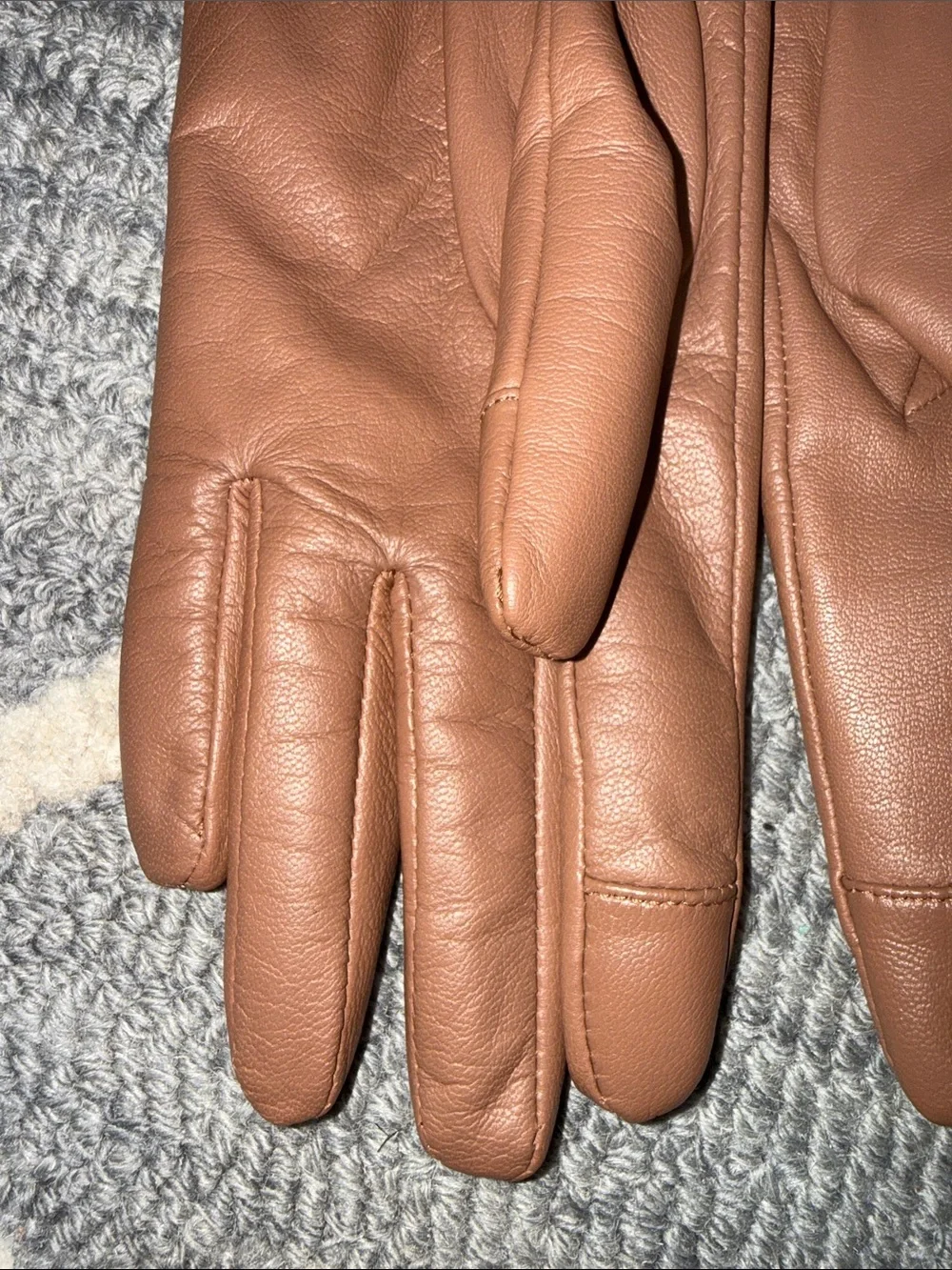 Kate Spade Cognac Goat Leather Touchscreen Gloves L NWT